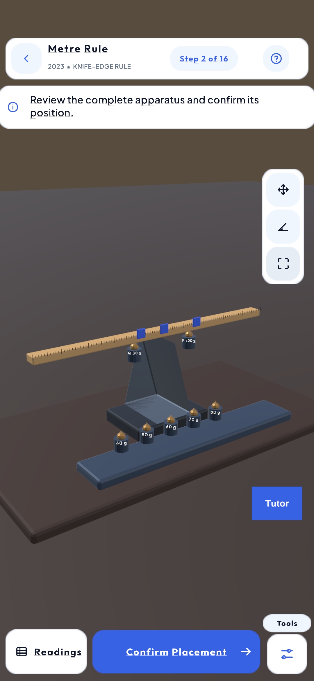 EnvisionEd Metre Rule equilibrium practical running in Mobile 3D mode